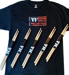 Vic Firth 5AW American Classic 5 Pack with Free T-Shirt Medium